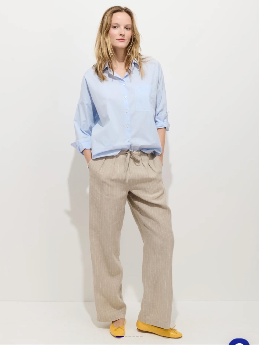 Alex Mill Hudson Pinstripe Pant in Linen Flax/Ivory Stripe Size S/M